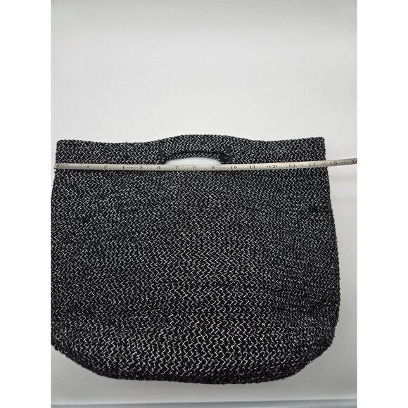 Magid  Woven Metallic Clutch Handbag Black and Silver Tote Handbag - Picture 4 of 6